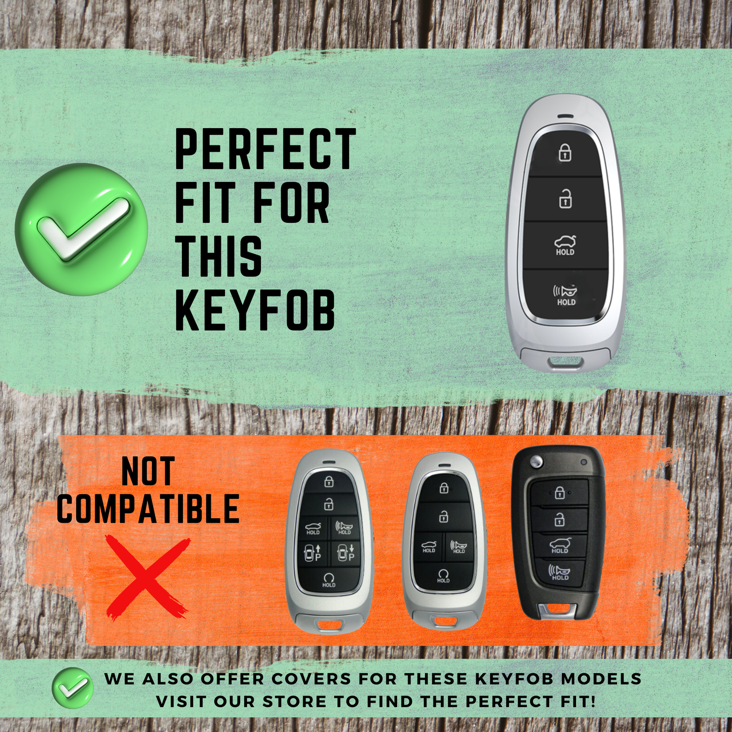 HYUNDAI 4-Button Key Fob Cover for Santa Fe Smart Key - Tpu Remote Case