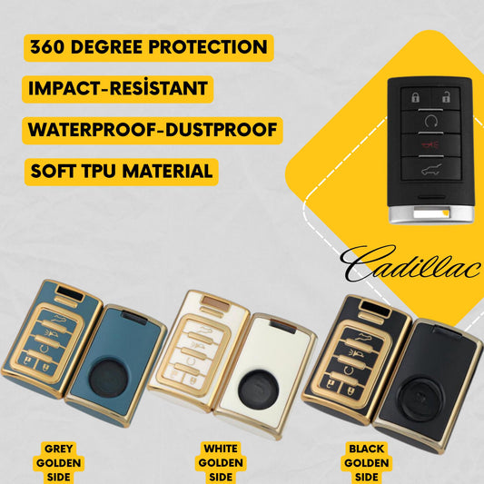 CADILLAC 5-Button Key Fob Cover for SRX, ATS, XTS - Tpu Smart Remote Case
