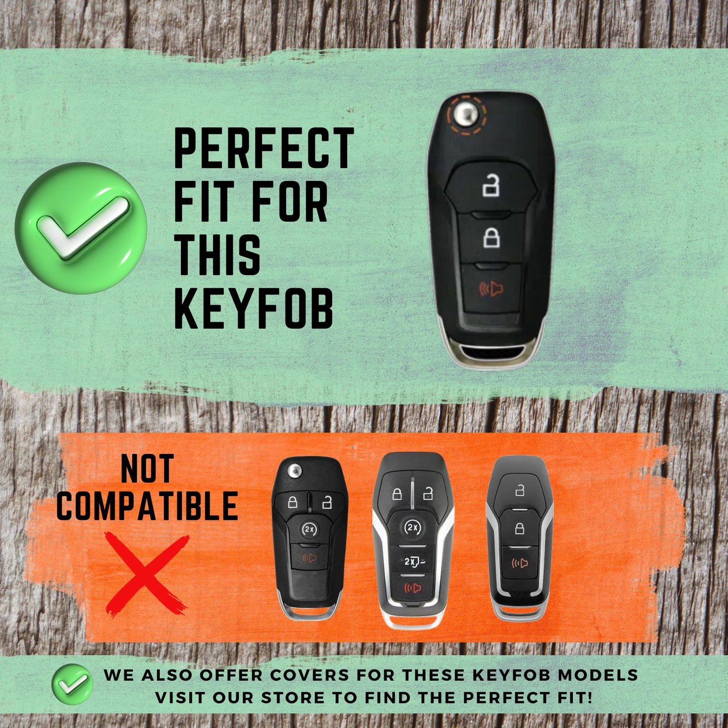 FORD 3-Button Flip Key Fob Cover for F-Series, Maverick, Transit Van