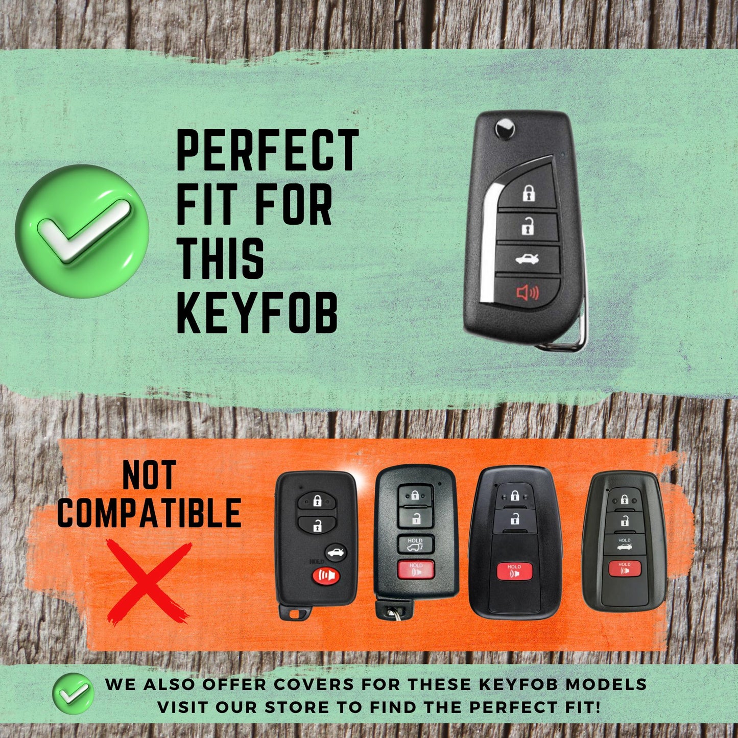 TOYOTA 4-Button Flip Key Fob Cover for Camry, Corolla - Tpu 360