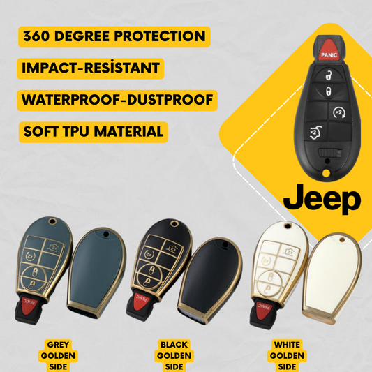 DODGE CHRYSLER JEEP Compatible 5-Button Key Fob Cover for Caravan, 300, Charger, RAM, Grand Cherokee - Tpu Remote Case