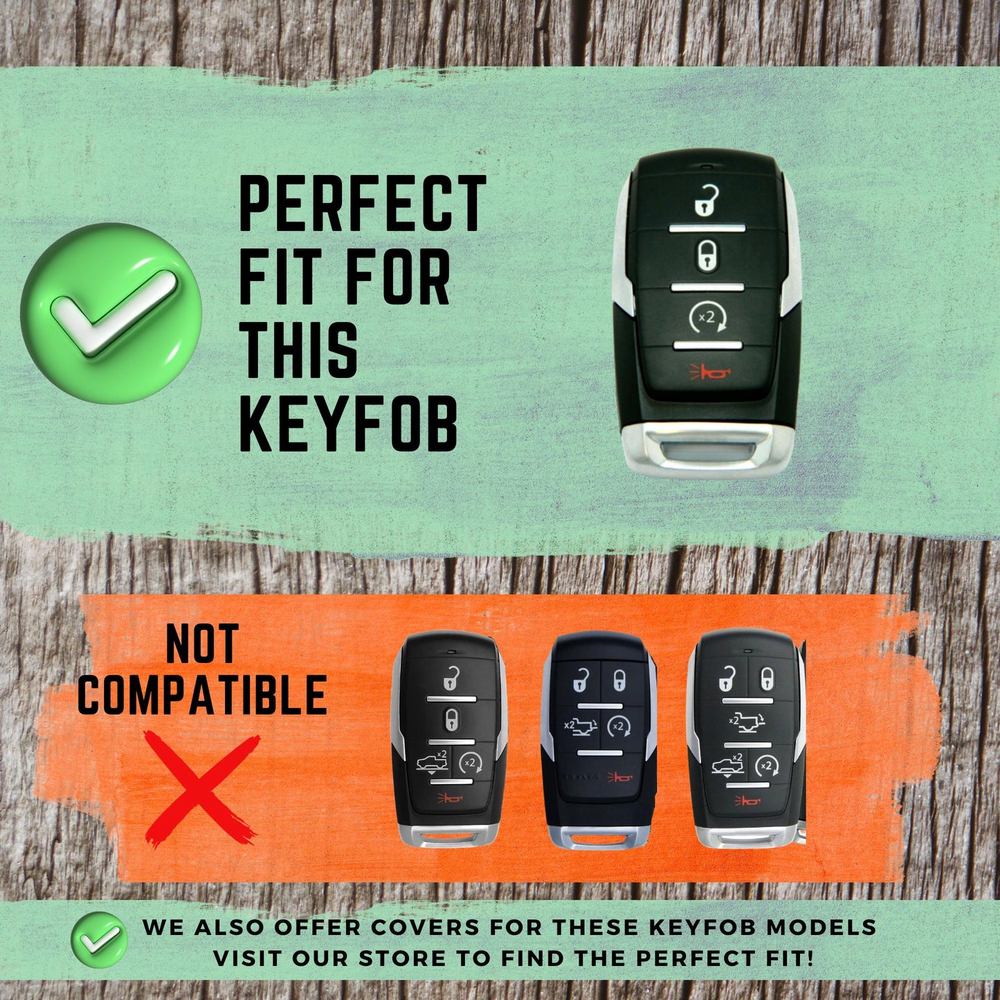 DODGE RAM 4-Button Key Fob Cover for Ram 1500 Pickup - Tpu Remote Case