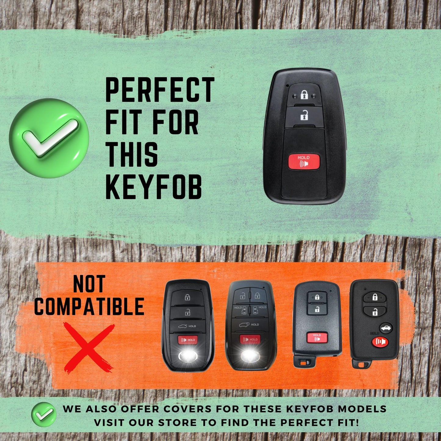 TOYOTA 3-Button Key Fob Cover for Camry, RAV4, Corolla - Tpu 360 Protection