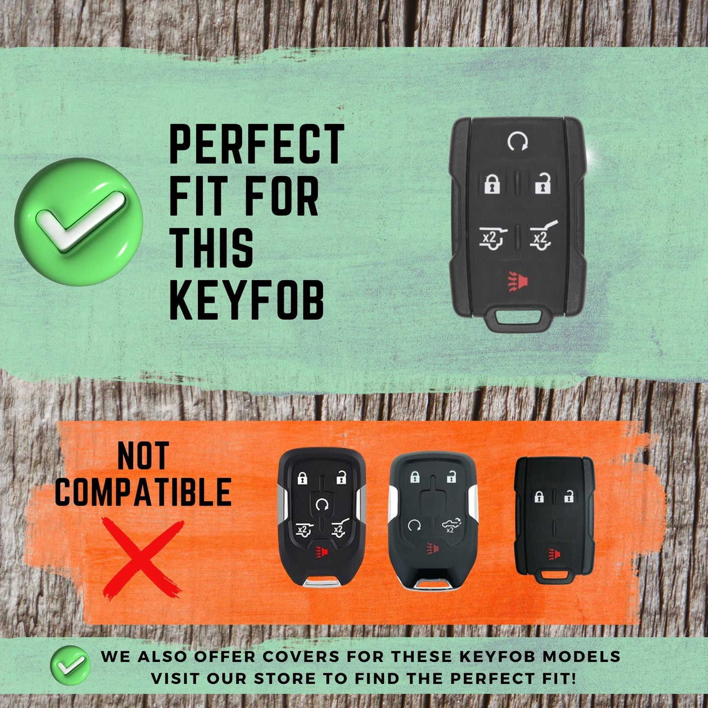 CHEVROLET 6-Button Key Fob Cover for Silverado, Sierra, Yukon