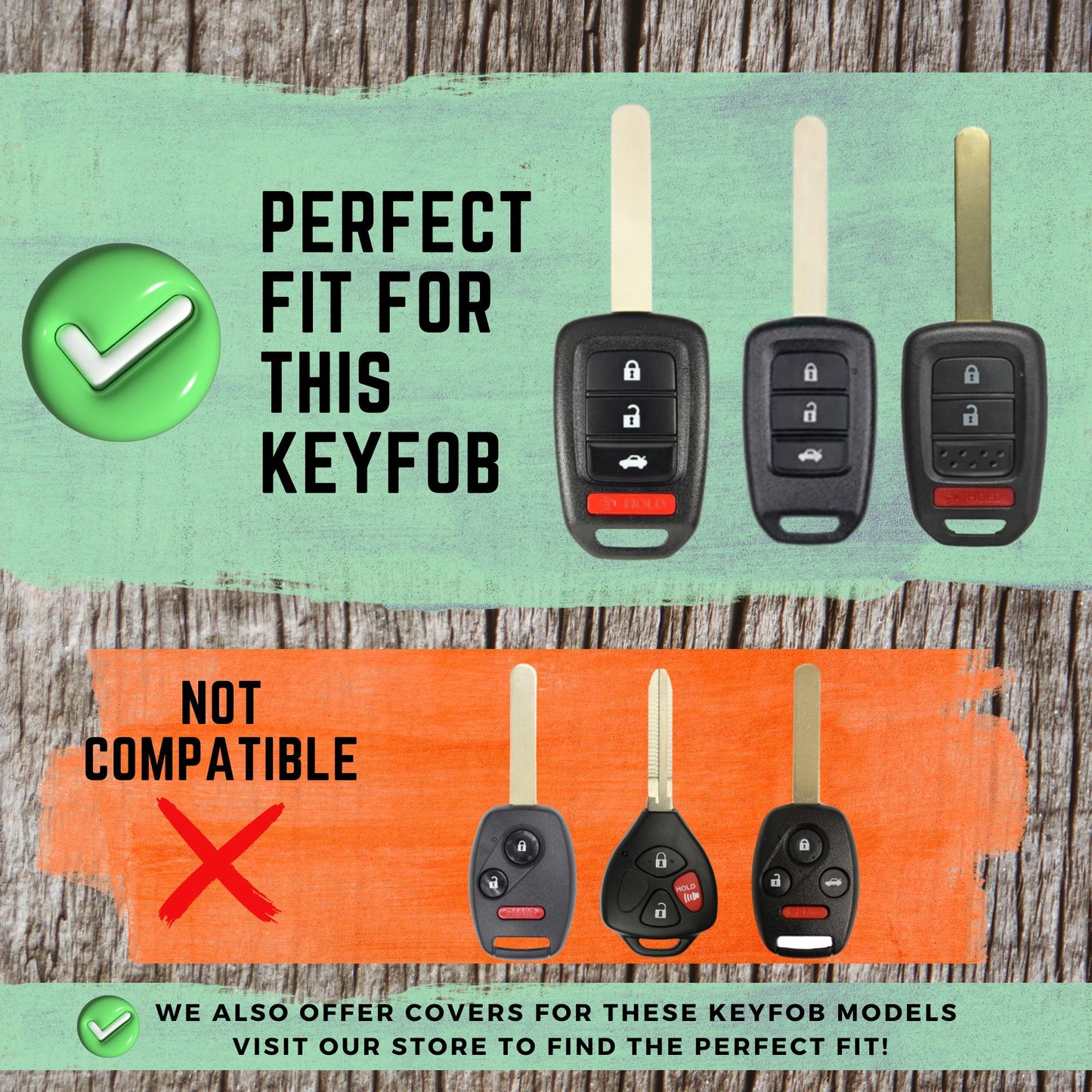 HONDA 4-Button Key Fob Cover for Accord, Civic, CR-V