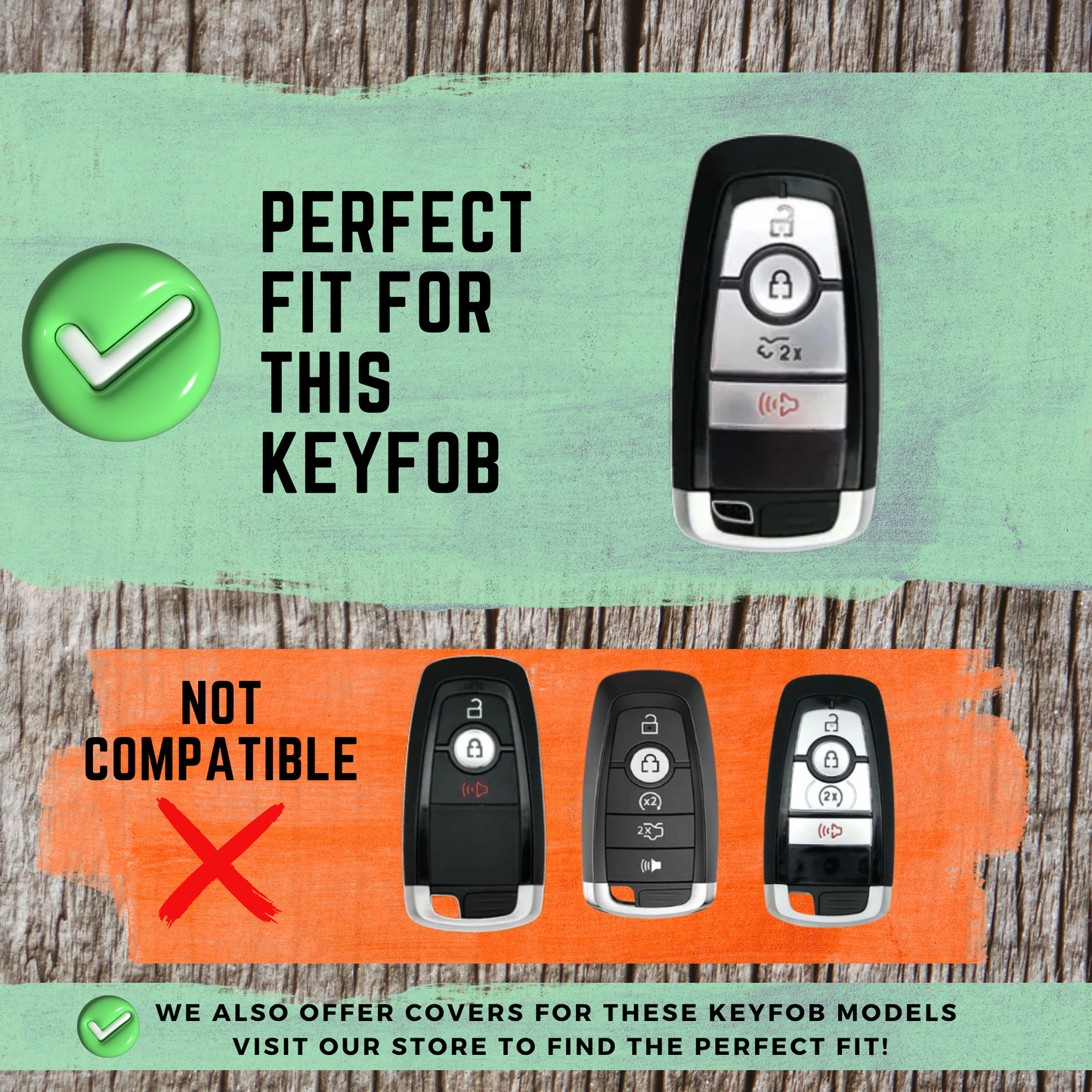 FORD 4-Button Key Fob Cover for Bronco, Edge, Maverick, Ranger