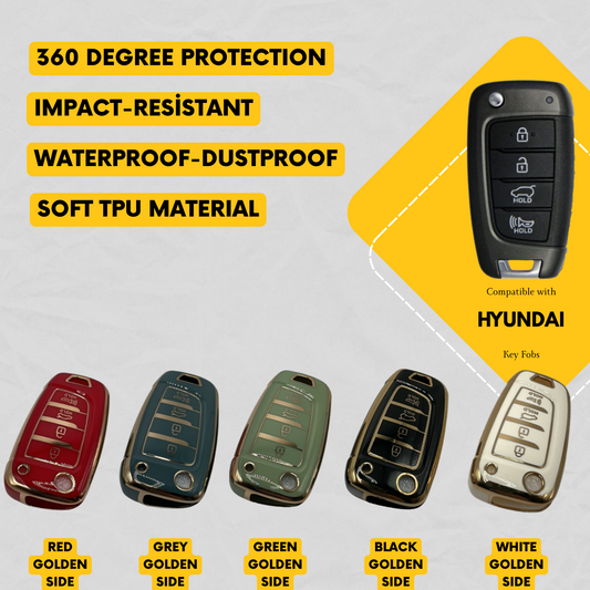 HYUNDAI 4-Button Flip Key Fob Cover for Accent - Tpu Remote Case