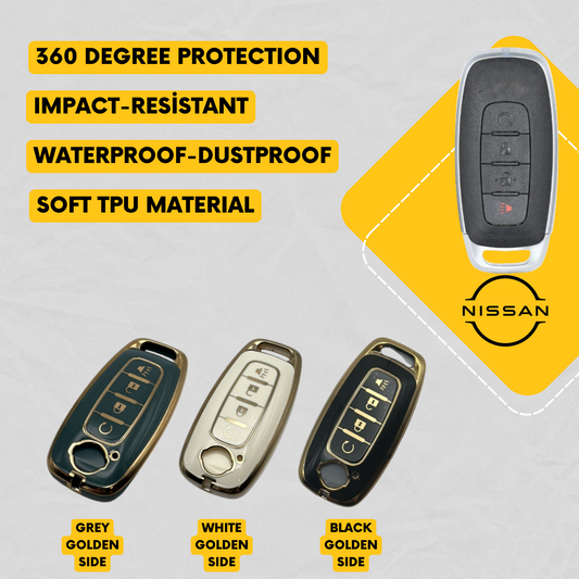 NISSAN 4-Button Key Fob Cover for Rogue, Ariya, Pathfinder, Kicks - Tpu Smart Key Case