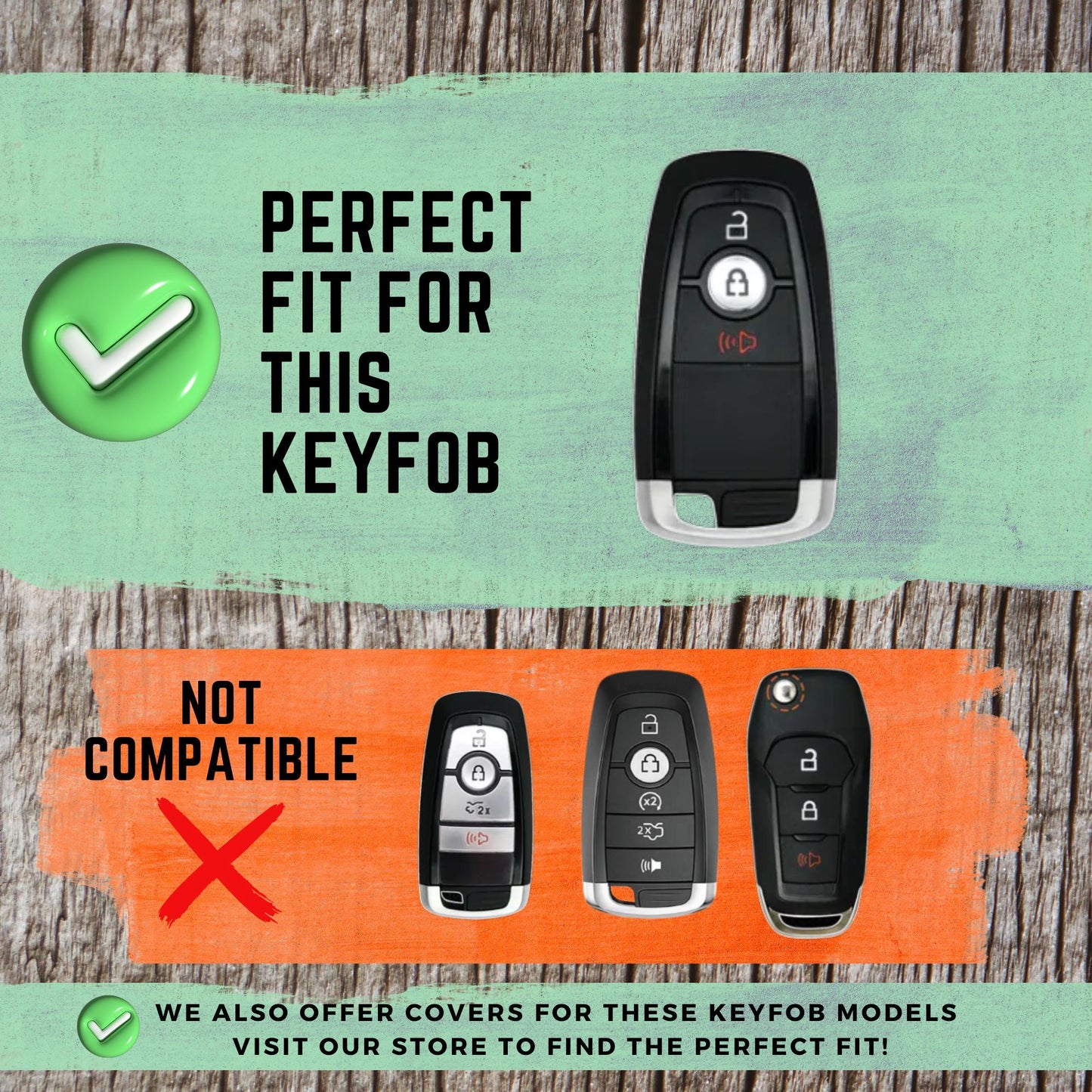 FORD 3-Button Key Fob Cover for Bronco, EcoSport, Edge, Expedition, Explorer, Maverick, Ranger