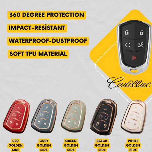 CADILLAC 5-Button Key Fob Cover for ATS, CTS, XTS - Tpu Smart Key Case
