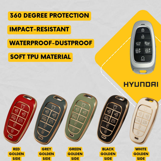 HYUNDAI 7-Button Key Fob Cover for Sonata, Santa Fe, Tucson, Nexo - Tpu Remote Case