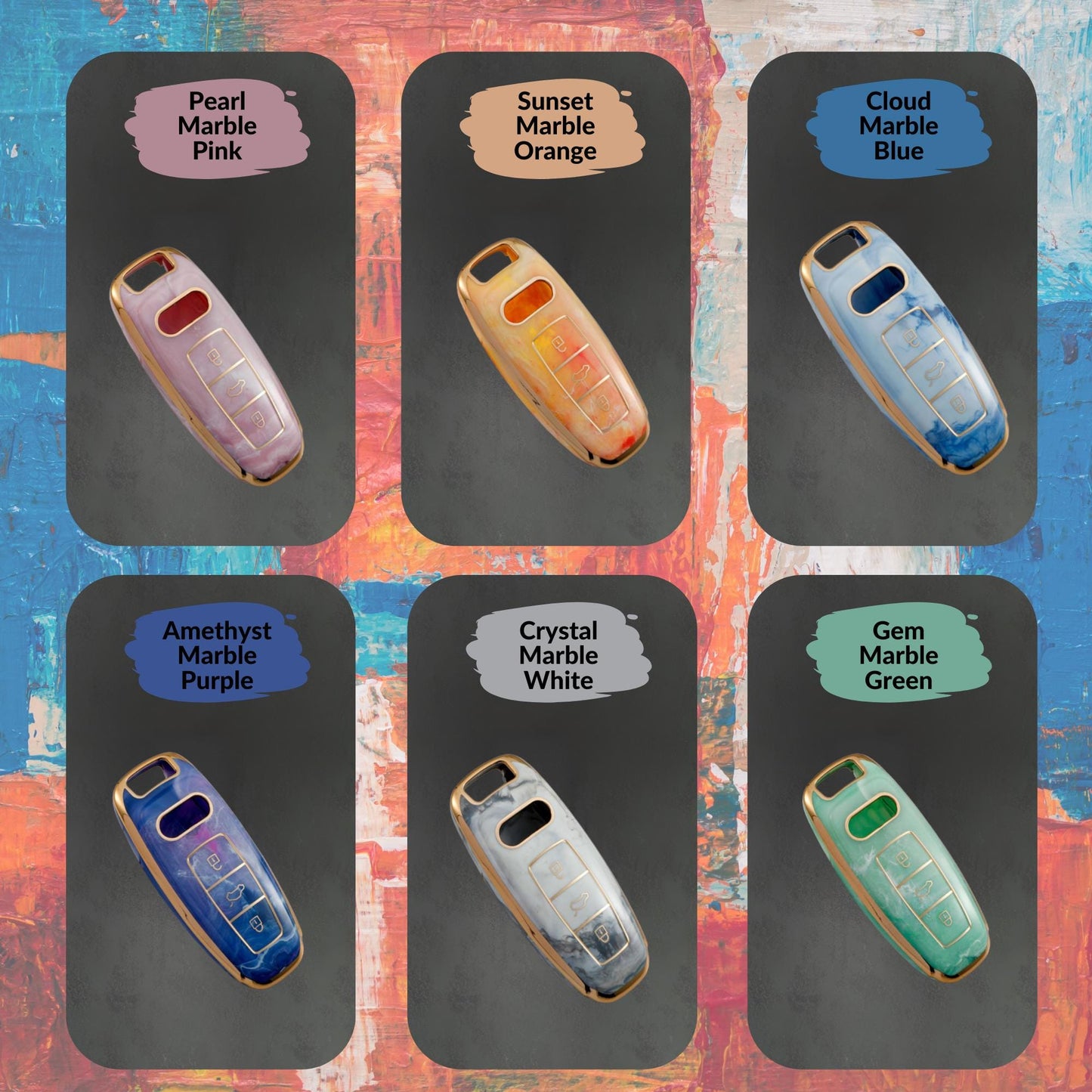 AUDI 3-Button Key Fob Cover for A3, A6, A7, A8, Q7, Q8, S3, S6, SQ7, RS6, RS7 - Tpu Smart Case