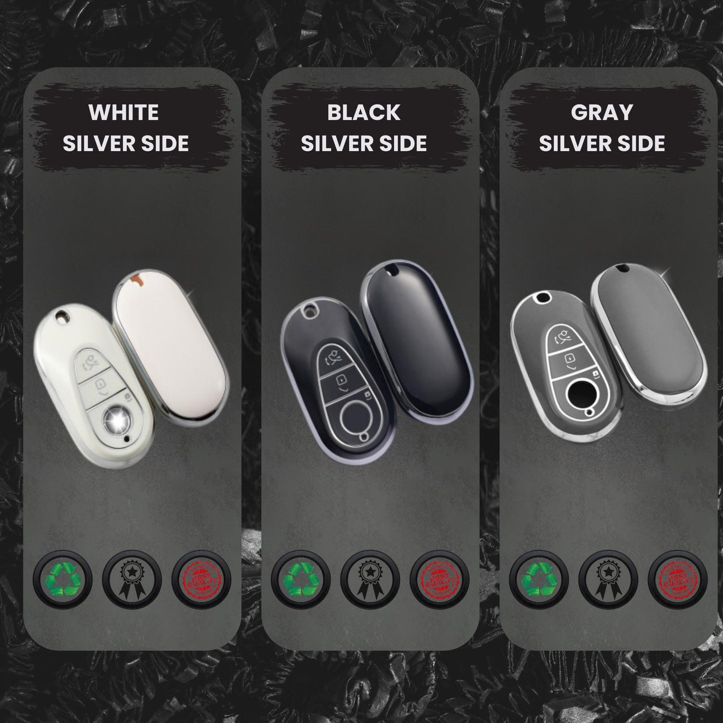 MERCEDES BENZ 3-Button Key Fob Cover for 300, C, E, S, G, M, R, SL, Sprinter - Tpu Remote Case