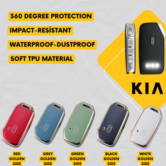 KIA 5-Button Key Fob Cover for K5, Forte, Optima, Sorento, Sportage, Soul - TPU Smart Case